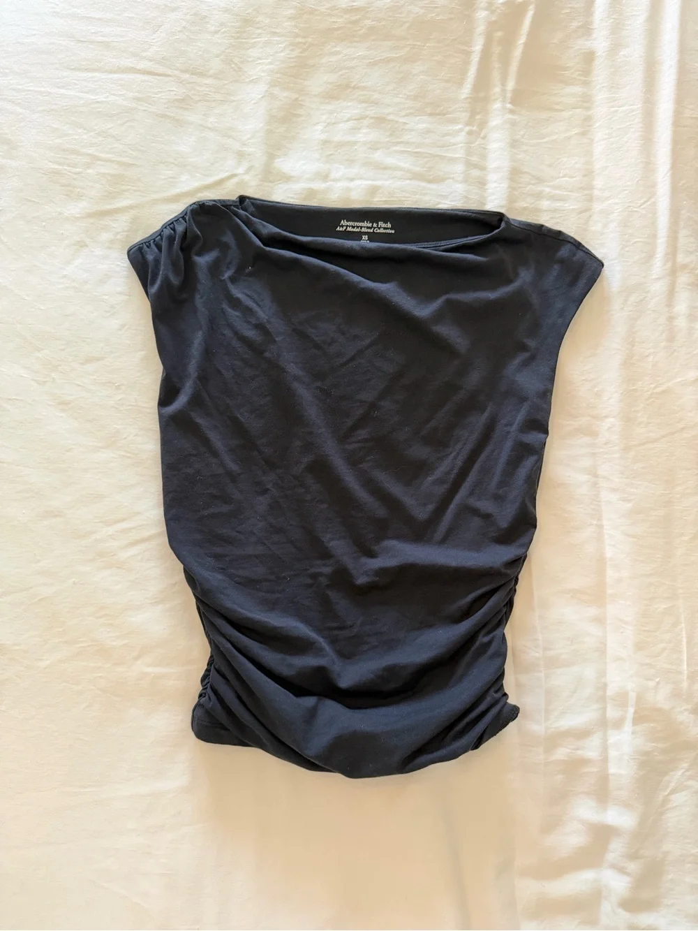 Abercrombie & Fitch Black Ruched Scoop-Neck Tank